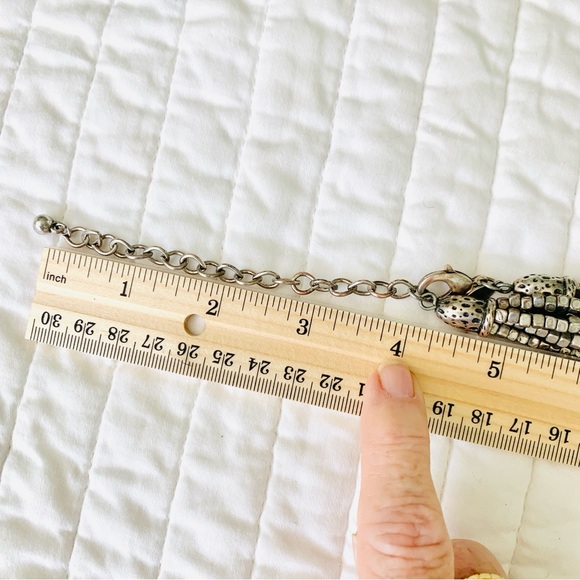 Chico’s Vintage Necklace Cercello Hammered Multi-Strand Silver Tone - Picture 9 of 11